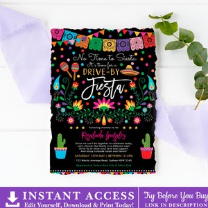 Editable Fiesta Drive By Baby Shower Invitation. Mexican Drive Through Party Parade. Quarantine Social Distance Instant Download. CDM2