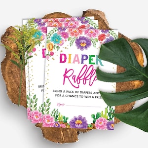 Floral Fiesta Baby Shower Diaper Raffle. Mexican Flowers Printable. Nacho Average Baby Girl. INSTANT DOWNLOAD. CDM4