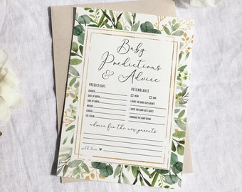 Greenery Predictions and Advice for Parents, Botanical Eucalyptus Baby Shower Game, Forest Garden Leaves Printable, INSTANT DOWNLOAD, GR3