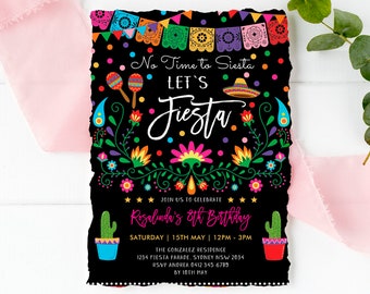 Fiesta Birthday Party Invitation, Mexican Theme Party Printable Invite, Cactus Birthday, Succulent Fiesta Party, EDITABLE TEMPLATE, CDM2