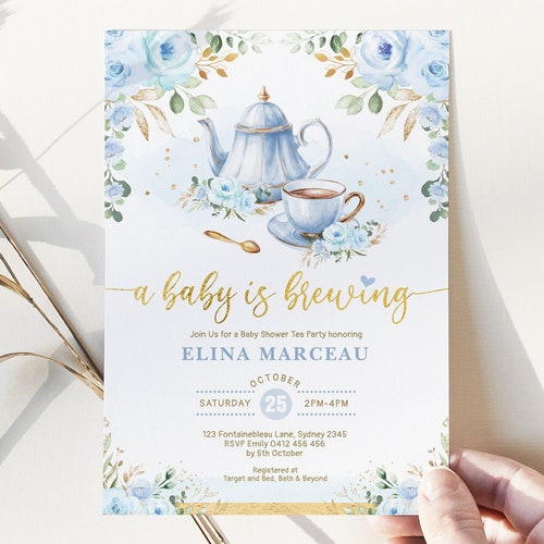 Editable Tea Party Baby Shower Invitation Tea Shower Sprinkle Etsy