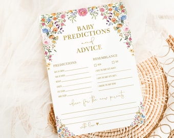 Predictions and Advice for Parents, Colorful Wildflower Baby Shower Game, Spring Garden Flowers Printable, INSTANT DOWNLOAD, FLO2