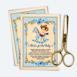 Vintage Cowboy-Babypartybücher für Babykarte, Retro-Schaukelpferd Bringen Sie eine Bucheinlage, Baby Boy Printable SOFORT-DOWNLOAD, CO1