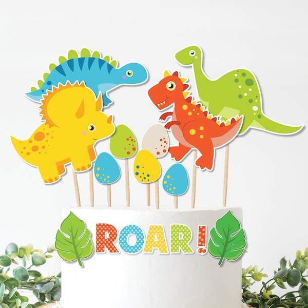 Dinosaur Cake Toppers, Dinosaur Birthday Party Decorations, Dino Printable, T-Rex Tyrannosaurus Roar Kids Table Decor INSTANT DOWNLOAD, DIN1