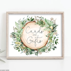 Cartoline e regali firmati, decorazioni per la doccia per bambini nel verde, foglie botaniche rustiche di genere neutro, decorazioni per feste di compleanno, download istantaneo, GR2