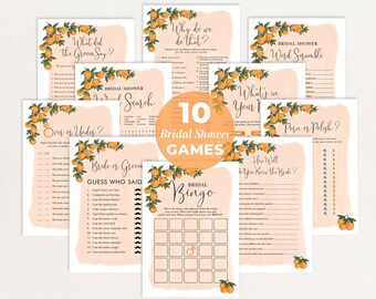 Paquete de juegos de despedida de soltera Citrus, paquete de juegos de ducha de boda naranja, paquete de juegos imprimibles de clementina de verano Descarga instantánea, OR1