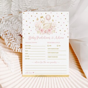 Schwanenprinzessin Voraussagen und Ratschläge Rosa Gold Schwan Ballon Baby Shower Spiel Ratschläge für Eltern Schmetterling Printable SOFORTIGER DOWNLOAD SWAN5