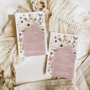 MODIFICABILE Wildflower Fata Compleanno Inserto Carta Fata Baby Shower Enclosure Card Boho Blush Floral Garden Tea Party Dettagli Modello di carta FA5