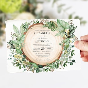 Rustic Greenery Wedding Invitation Template, Botanical Forest Bridal Party Invite, Leafy Foliage EDITABLE TEMPLATE Digital Downloads, GR2