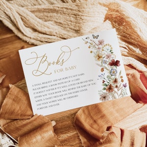 Livres modifiables de douche de bébé de fleurs sauvages pour carte de bébé, insert de demande de livre de fleurs de jardin Boho rustique, Earth Tone Fall Téléchargement instantané WF1