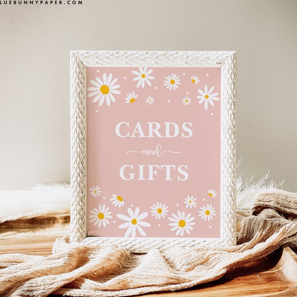 Cards & Gifts Sign Daisy Baby Shower Birthday Boho Daisy Gift Table Sign Retro Bohemian Floral Printable Party Decorations DOWNLOAD DA1