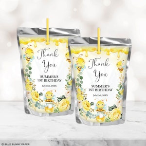 Bee Day Birthday Juice Labels-Bumble Bee Juice Labels-Bee Day