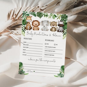 Prédictions bébé Conseils Jungle Baby Shower Conseils pour les Parents Verdure Animaux sauvages Baby Shower Jeu Imprimable TÉLÉCHARGEMENT INSTANTANÉ SAF9