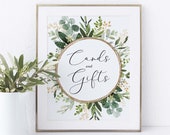 Cards and Gifts Sign, Greenery Baby Shower Decorations, Eucalyptus Bridal Shower Decor, Botanical Birhday Printable INSTANT DOWNLOAD, GR3