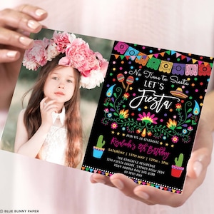 Editable Fiesta Birthday Invitation, Mexican Floral Party Invite, Cactus Birthday Printable Photo Template, Digital Instant Download, CDM2