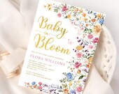 Colorful Wildflower Baby Shower Invitation, Baby in Bloom Invite, Spring Flower Garden Baby Girl Corjl EDITABLE TEMPLATE Download, FLO2 Il_170x135