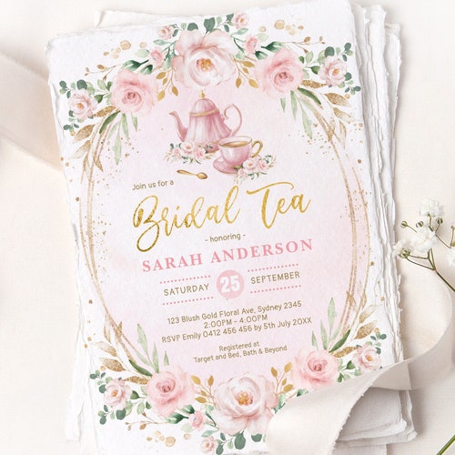 Wildflower Bridal Shower Tea Party Invitation Bridal Invite Etsy