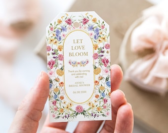Floral Bridal Shower Favor Tag Template, Spring Wildflower Party Favors, Colorful Garden Flowers Editable Thank You Template Download, FLO2