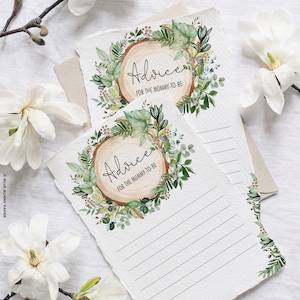 Ratschlag für ELTERN, MAMA und MAMA, Greenery Baby Shower Games, Botanische Wünsche und Tipps druckbar Instant Download, GR2