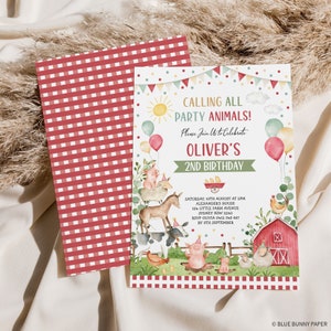 Farm Animals Birthday Party Invitation Template Barnyard Birthday Invite Farm Party Ranch Barn Kids Birthday EDITABLE TEMPLATE, FARM7