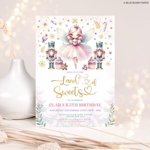 Editable Nutcracker Birthday Invitation, Sugar Plum Fairy Party, Land of Sweets Invite, Winter Wonderland Template Instant Download, NC4