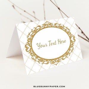 BEWERKBARE Koninklijke Prins Voedseltent Etiketten Wit en Goud Plaatskaarten Prins Thema Babyshower Prins Verjaardag Decoraties Party Decor WG1