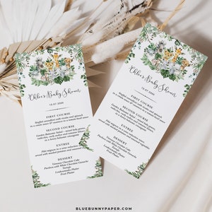 Modello menu Safari MODIFICABILE, Carta menu stampabile animali della giungla, Baby Shower Safari tropicale, Compleanno selvaggio DOWNLOAD IMMEDIATO, GIUGNO 13