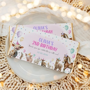 Farm Animals Chocolate Wrapper Barnyard Birthday Party Candy Bar Labels Barn Girl Baby Shower Favors EDITABLE TEMPLATE Download, FARM3