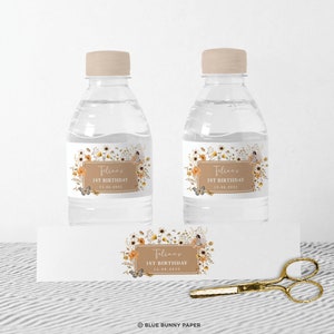 Étiquette de bouteille d'eau de fée de fleurs sauvages d'automne Boho Fairy Garden Birthday Favors Autumn Floral Baby Shower Tea Party MODÈLE MODIFIABLE, FA7