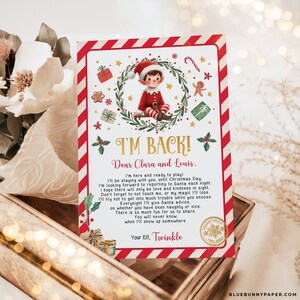 Carta de llegada de elfo editable, Carta de regreso de elfo, Carta de elfo de regreso, Plantilla imprimible de elfo de Navidad de bienvenida, DESCARGA INSTANTÁNEA, ELF2