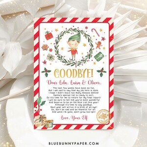 Carta de despedida de elfo editable Carta de salida de elfo Carta de despedida de elfo Carta de despedida de Navidad por ahora Carta Poema de Santa Claus Descarga instantánea ELF1