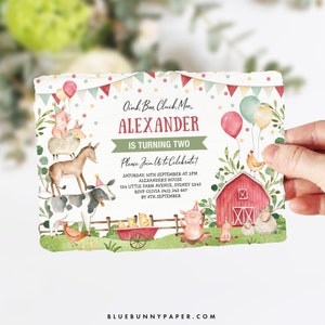 Farm Birthday Party Invitation Template, Farm Animals Birthday Invite, Barnyard Bash Ranch Kids Birthday, Barn Party EDITABLE TEMPLATE FARM7