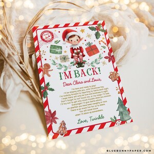 Carta de llegada de Elf, Carta de regreso de Elf, Plantilla imprimible de Bienvenido de nuevo de Elf de Navidad, Hola de Elf Letter, Descarga EDITABLE, ELF2
