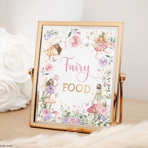 Fairy Birthday Party Fairy Food Table Sign Whimsical Enchanted Magical Floral Fairy Princess Party Decorations Pixie Instant Download FA4