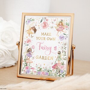 Fairy Birthday Party Decorations Make Your Fairy Garden Table Sign Enchanted Floral Fairy Princess Wildflower Pixie Instant Download FA4