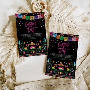 Editable Fiesta Insert Card Template Mexican Flower Fiesta Birthday Baby Shower Bridal Party Enclosure Card Printable Instant Download, CDM2
