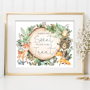 Babies are Sweet Printable Sign, Greenery Woodland Baby Shower Decorations, Rustic Forest Animals Printable Sign, Instant Download, WOOD27