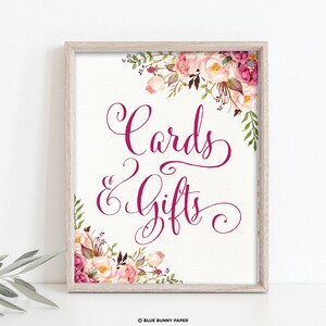 Cartes et cadeaux signe, décorations de douche nuptiale Boho Floral, signe de douche de bébé fleur rustique, téléchargement de signe imprimable anniversaire fille, FLO7
