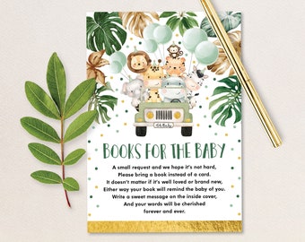 Safari Baby Shower Books for Baby Card. Jungle Animals Drive By Bring a Book Printable. Quarantine Shower INSTANT DOWNLOAD. SAF3