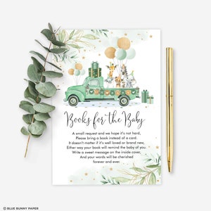 Verdure Jungle Baby Shower livres pour bébé carte, Safari animaux apporter une carte de livre, Drive By Baby Shower quarantaine téléchargement immédiat, DB5