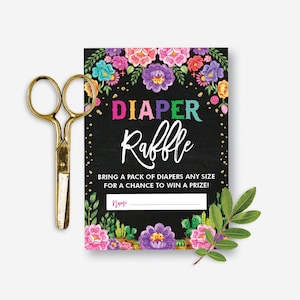 Floral Fiesta Baby Shower Diaper Raffle. Mexican Flowers Printable. Nacho Average Baby Girl. INSTANT DOWNLOAD. CDM3