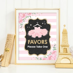 Ballerina Favors Sign. Tutu Baby Shower Decorations. Tutu Cute Birthday Party Decor. Pink Gold Ballet INSTANT DOWNLOAD. BAL2
