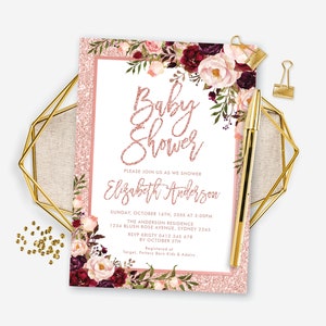 Burgundy and sale gold baby shower