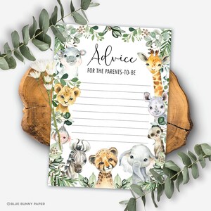 Conseils pour les PARENTS, MAMAN et MAMAN. Verdure Animaux Safari Baby Shower Jeux. Souhaits et conseils Téléchargement instantané imprimable. 13 JUIN
