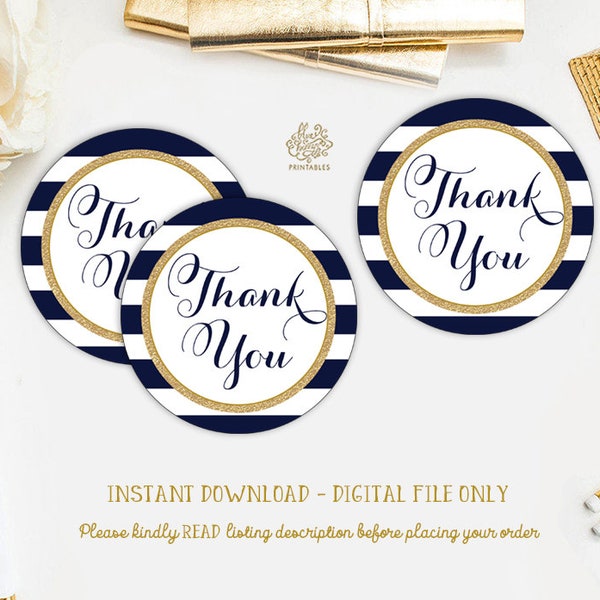 Navy & Gold Cupcake Toppers. Boy First Birthday Party Favors. Baby Shower Decorations. Thank You Tags. Party Decor. INSTANT DOWNLOAD. BAP4