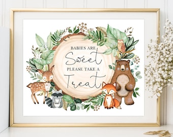 Woodland Baby Shower Decoration. Babies are Sweet Printable Sign. Forest Animals 1st Birthday Party Decor. Take a Treat Sign. WOOD24