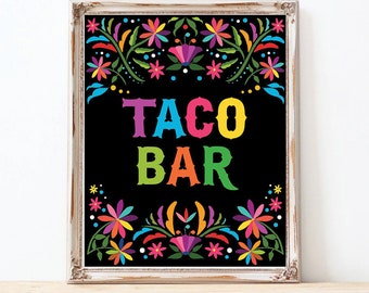 Taco Bar Sign. Fiesta Baby Shower Decoration. Mexican Flowers Birthday Party Decor. Fiesta Shower INSTANT DOWNLOAD. CDM5