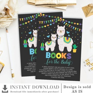 Jongen lama baby shower boeken voor baby afdrukbare kaart. Fiesta Alpaca Babybibliotheek INSTANT DOWNLOAD. ALP5