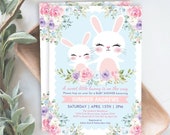 Chic Floral Bunny Baby Shower EDITABLE INVITATION. Spring Flowers Rabbit Invitation Printable. Woodland Easter Bunny Invite Download. BUN15 Il_170x135
