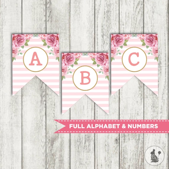 Download Floral Printable Banner. ALL LETTERS & NUMBERS. Instant ...